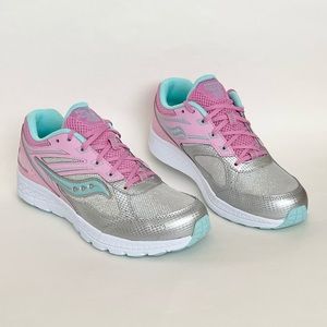 Saucony Grade School Cohesion 14 Girls Sneaker Pink/Silver Leather/Mesh NWB Sz 6